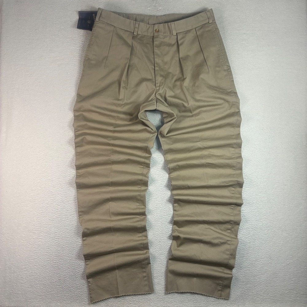 Bills Khakis M1P Twill Pleated Chino Pants Men 38x39 Tan Unhemmed Military NWT
